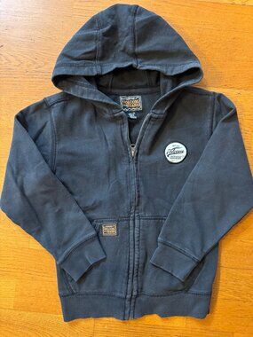 Volcom Boys Size 6 Black Full Zip Hoodie Logo Patch Sweatshirt